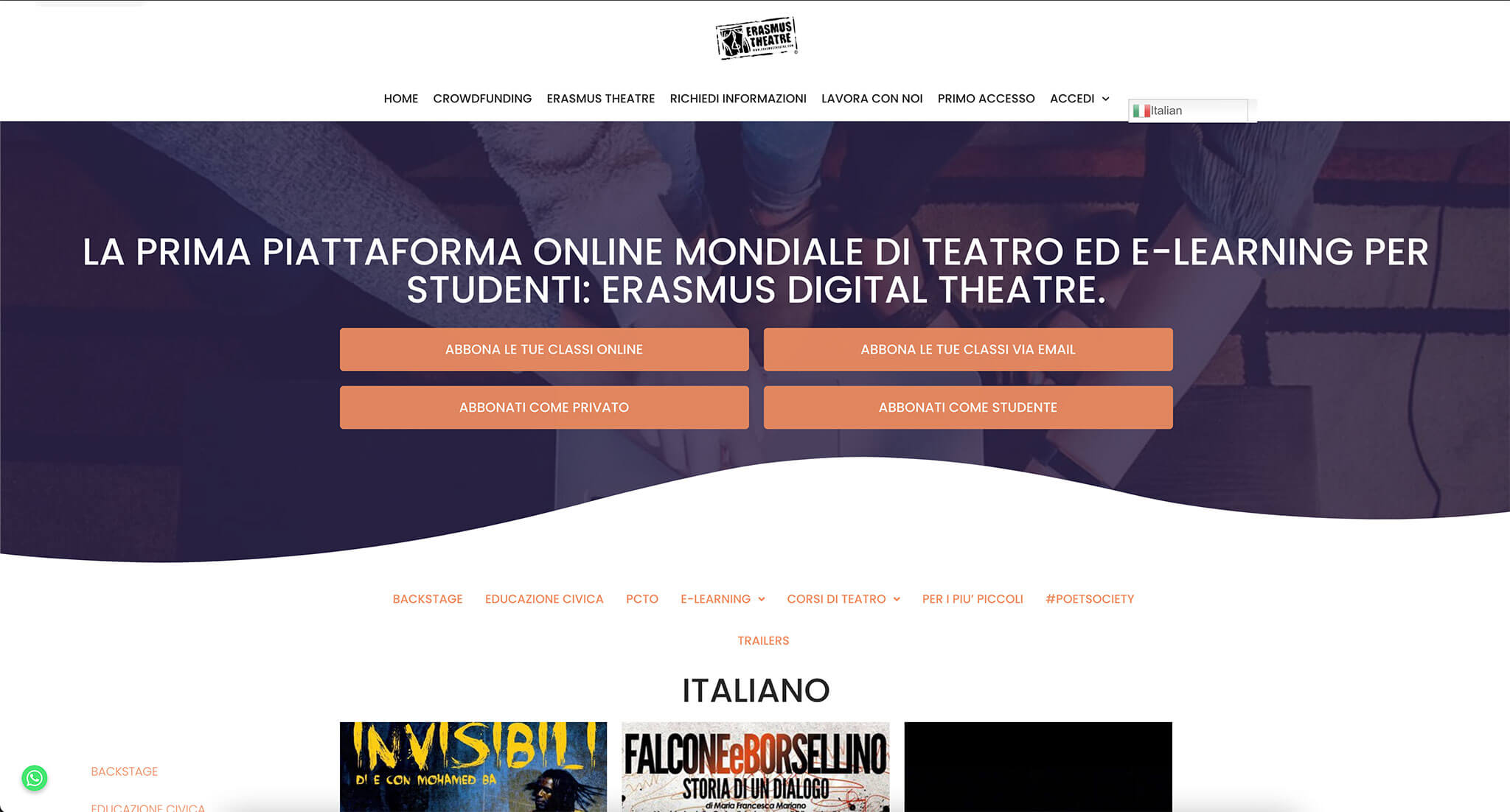 Erasmus Theatre Website Overview