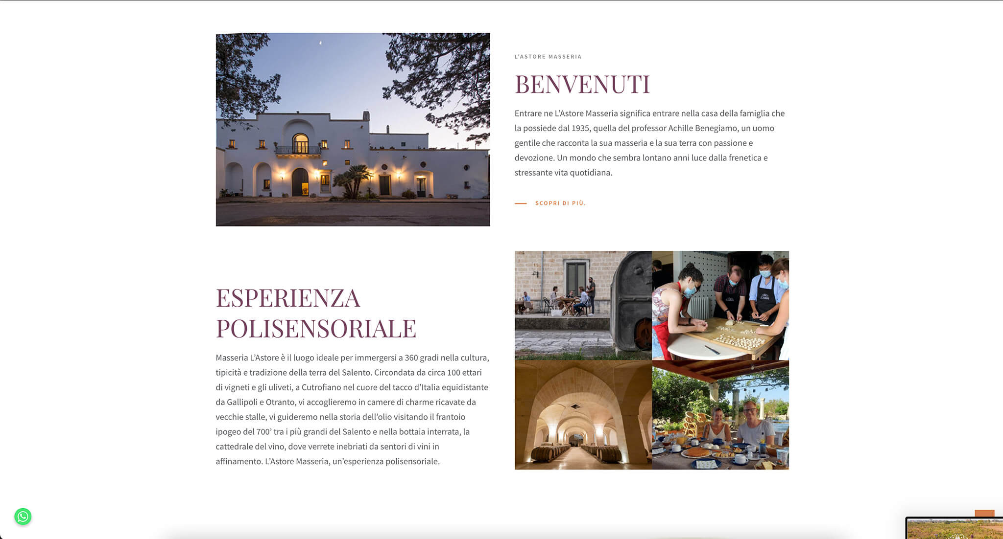 L'Astore Masseria Website Overview